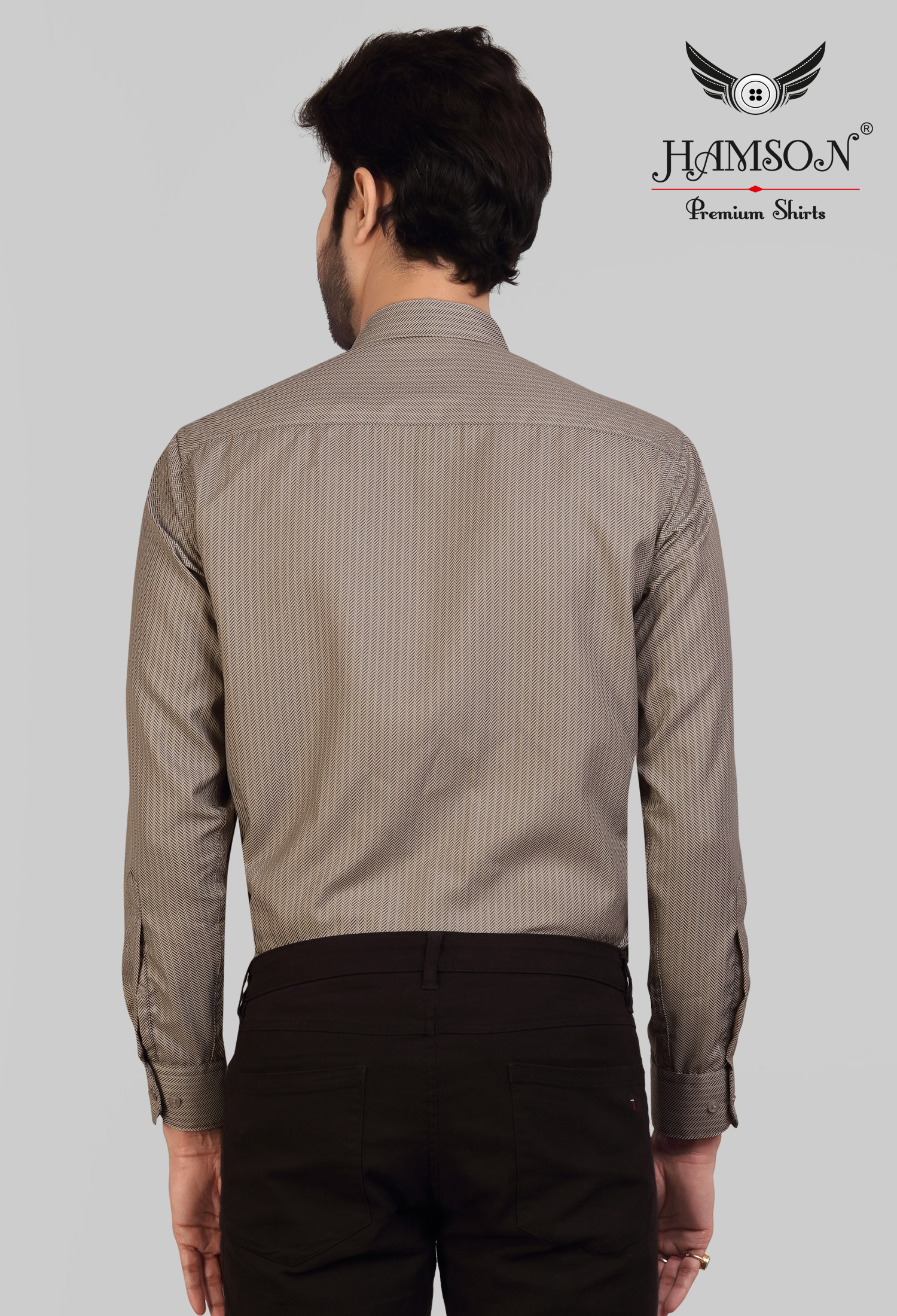 Mens Cotton Blended Stripes Shirts Ace 7 - Cotton Blend, Sizes L/xl/xxl, Color Brown | Anti-wrinkle, Breathable, Full Sleeves, Standard Collar, Washable