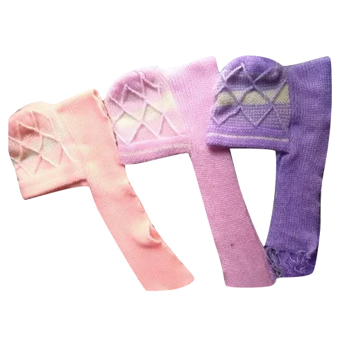Ladies Winter Long Cap With Scarf - Wool Material, Blue Color | Winter Caps For Women With Cozy Stylish Design