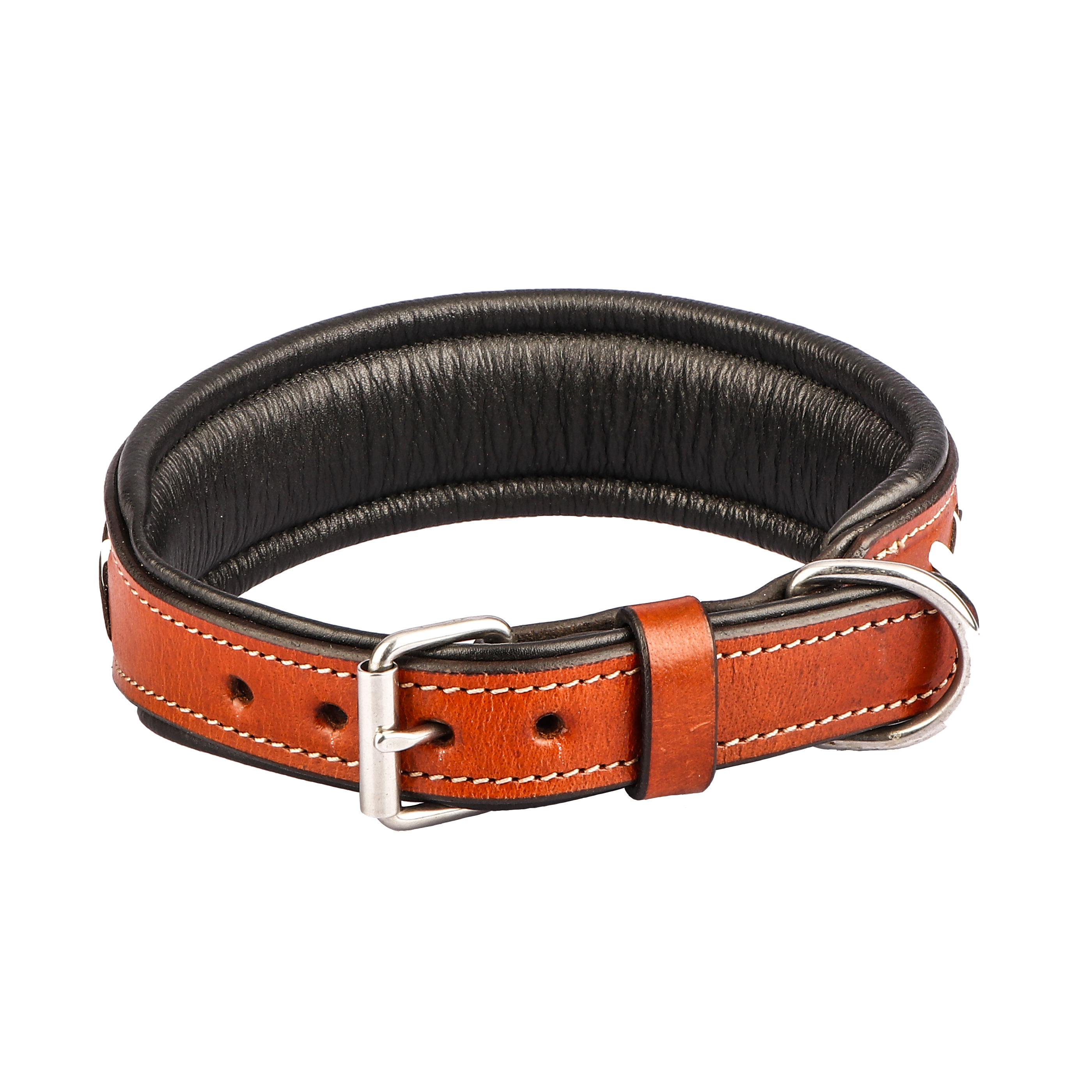 Sparrow Daughter Leather Dog Collar In Orange - Solid Leather, Antique Brass Buckle, Rust Resistant | Durable, Soft Leather, Stylish, Easy Attachment, Embroidery Available