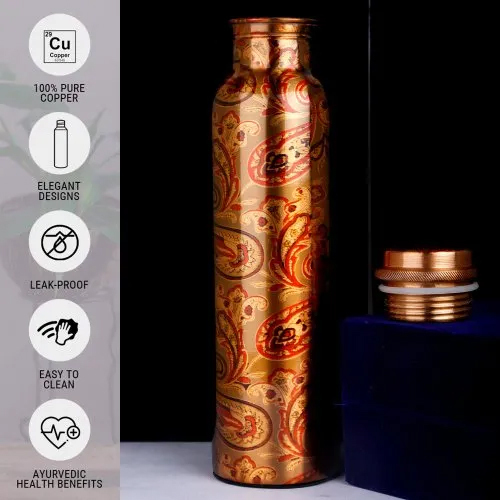 1000 Ml Pure Copper Water Bottle - Industrial Use Beverage, Copper Material, Available In Different Sizes