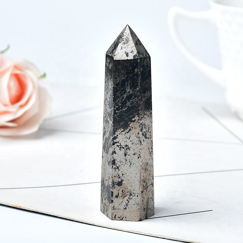 Hematite Gemstone Crystal Tower Pencil Point Obelisk Healing Wand Stick - Grade: Aaa