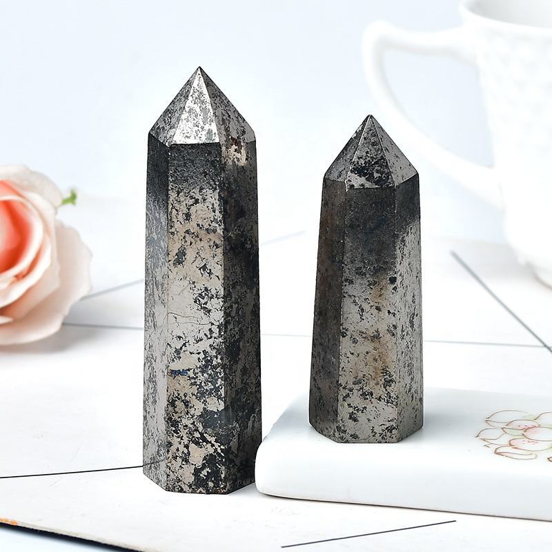 Hematite Gemstone Crystal Tower Pencil Point Obelisk Healing Wand Stick - Grade: Aaa