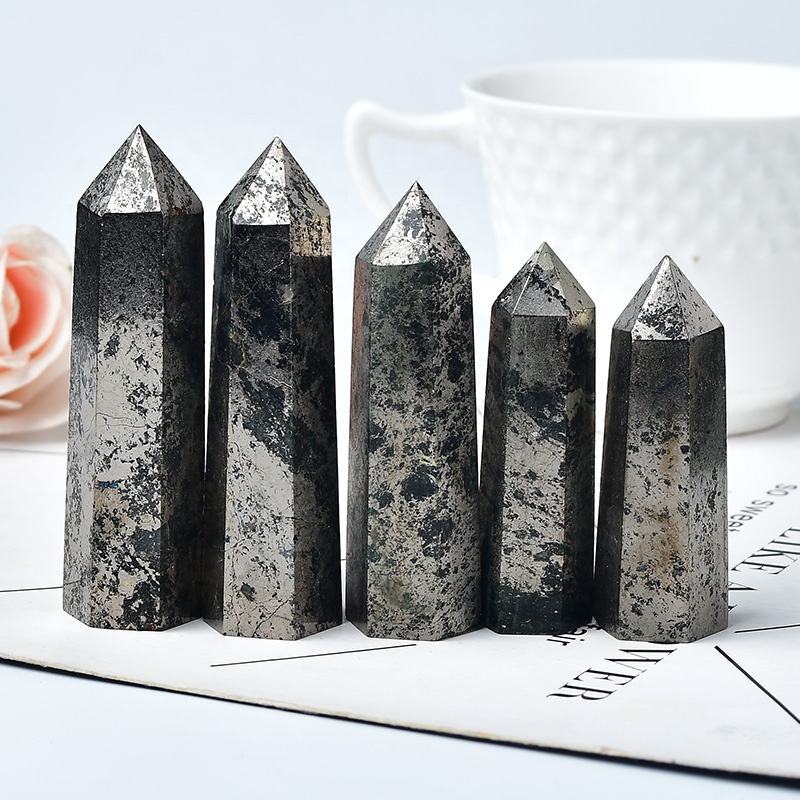 Hematite Gemstone Crystal Tower Pencil Point Obelisk Healing Wand Stick - Grade: Aaa