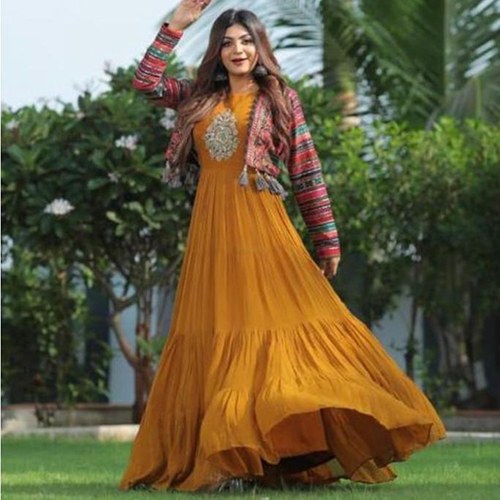Ladies Party Wear Gown - Cotton Fabric, Customized Size | All Season, Washable, Alluring Patterns