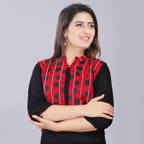 Washable Ladies Kurtis With Red Jacket Set