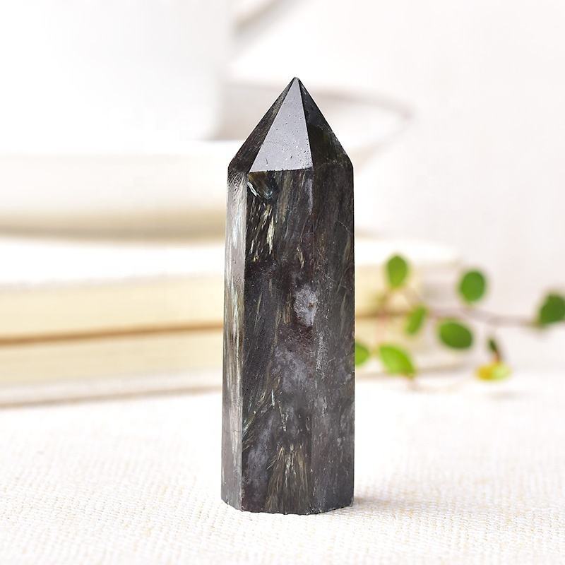 Astrophyllite Gemstone Crystal Tower Pencil Point Healing Wand Stick - Grade: Aaa