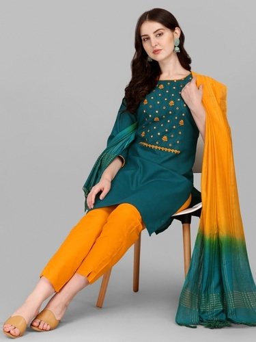 वॉशेबल स्प्रिंग ग्रीन कॉटन कुर्ती