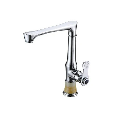 Brass Basin Mixer - 15mm Size, Glossy Silver Finish | Round Shape Bath Hardware Set