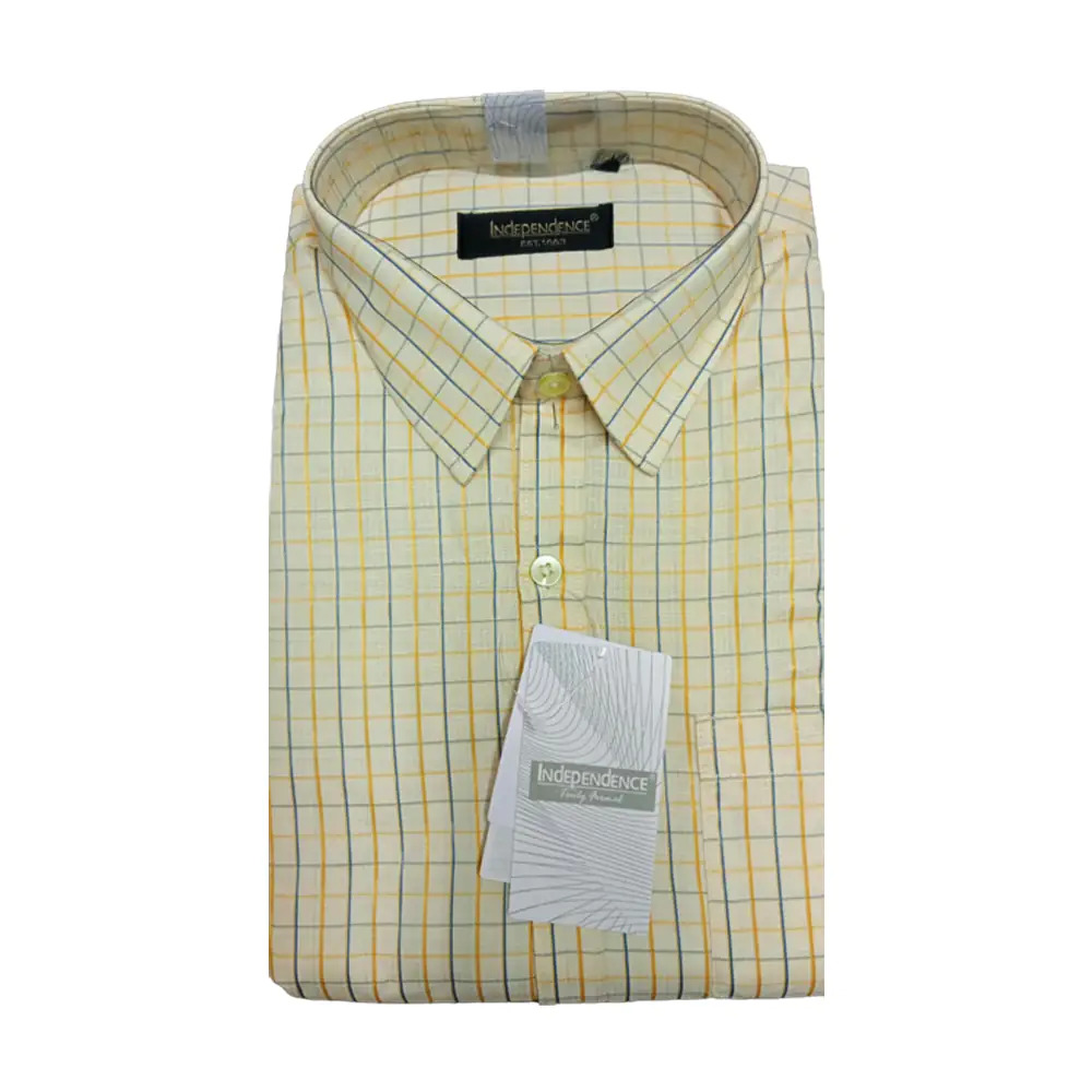 Cream Multi Color Check Shirts For Men (Set Of 2).