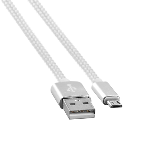 Micro Fabric Usb Cable - Metal, 1 Meter, White | Soft Yet Strong, Bend & Stress Resistant, Ideal For Charging & Data Transfer