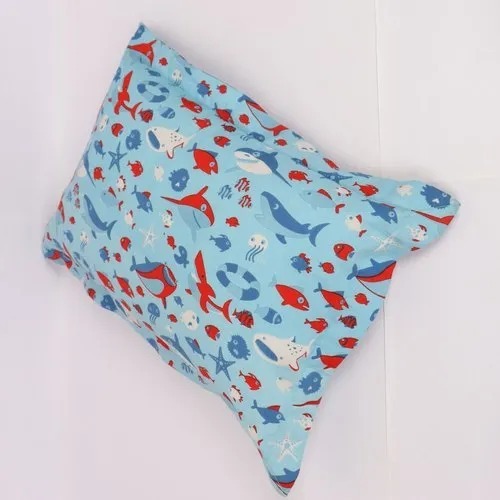 Hand Block Printed Baby Pillow - 100% Cotton, 12x18 Inches, Multi Color | Soft Frill Design, Concealed Zipper, Machine Washable Filling