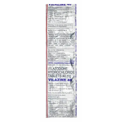 सफेद 40mg विलाज़ोडोन हाइड्रोक्लोराइड टैबलेट