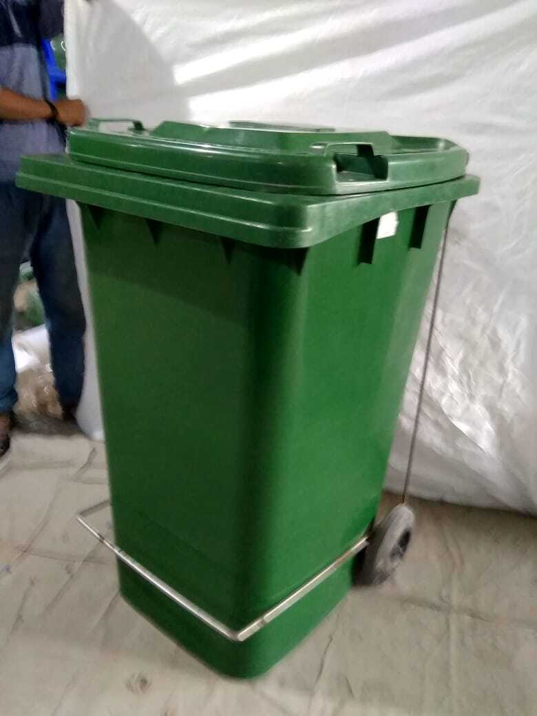 Wheeled Dust Bins - Hdpe, 80-120-240 Litres Capacity, Green-red-blue-yellow-black Colors, Pedal Operation For Waste Collection