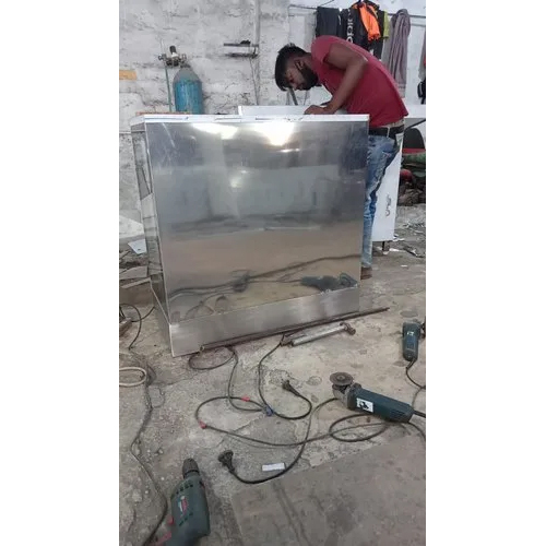 Stainless Steel Food Display Counter - Glossy Silver Finish, Front Glass Display With Led Lighting