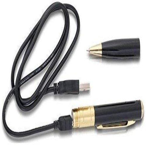 Spy Camera Pen - 140x10mm, Gold-and-black | 1280x720 Avi, Audio/video Recording, Sd Card Support, Discreet Design, Rechargeable Battery