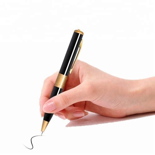 Spy Camera Pen - 140x10mm, Gold-and-black | 1280x720 Avi, Audio/video Recording, Sd Card Support, Discreet Design, Rechargeable Battery