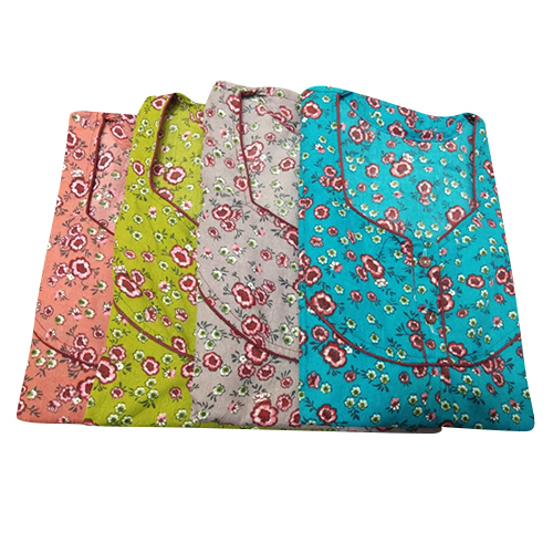 क्रश फ़ैब्रिक 2 बटन पाइपिंग नाइटी