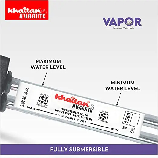 Immersion Heater - Plastic, Stainless Steel | 1000 Watts, 220-230v, Red, 2-year Warranty, Waterproof Heating Indicator, Safe Design, Fast Heating