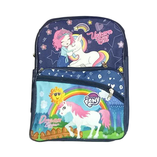 ब्लू-मल्टीकलर किड्स प्रिंटेड स्कूल बैग