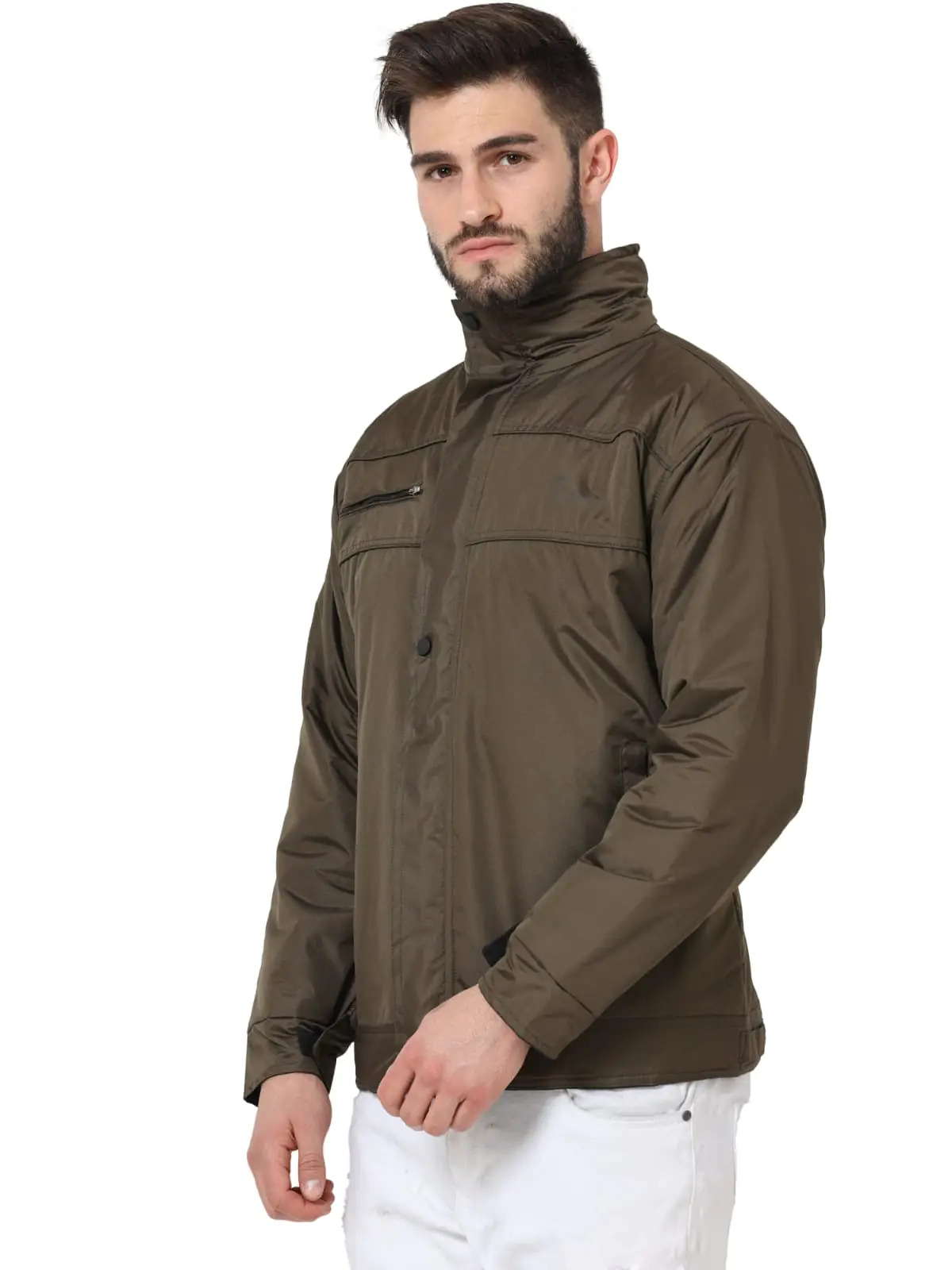 Olive Solid Bomber Reversible Jacket