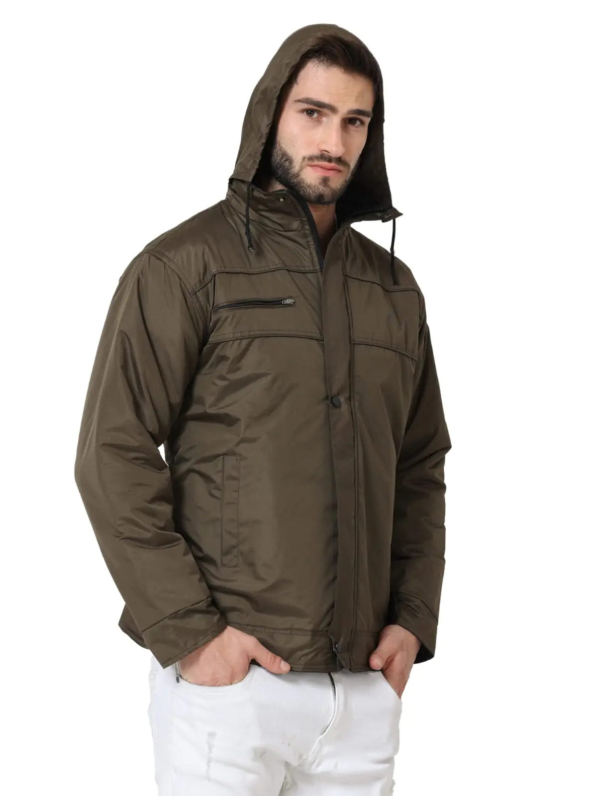 Olive Solid Bomber Reversible Jacket
