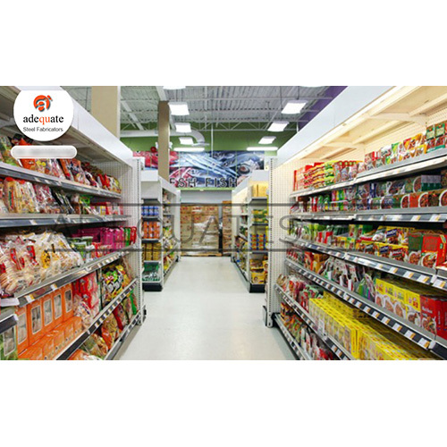 सिल्वर ग्रॉसरी स्टोर रैक