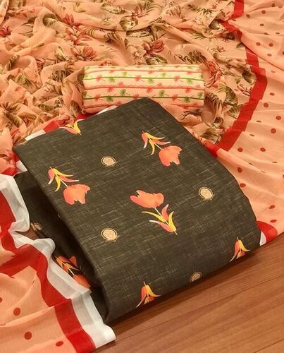 प्रिंटेड धरा ब्राउन पश्मीना ड्रेस मटीरियल