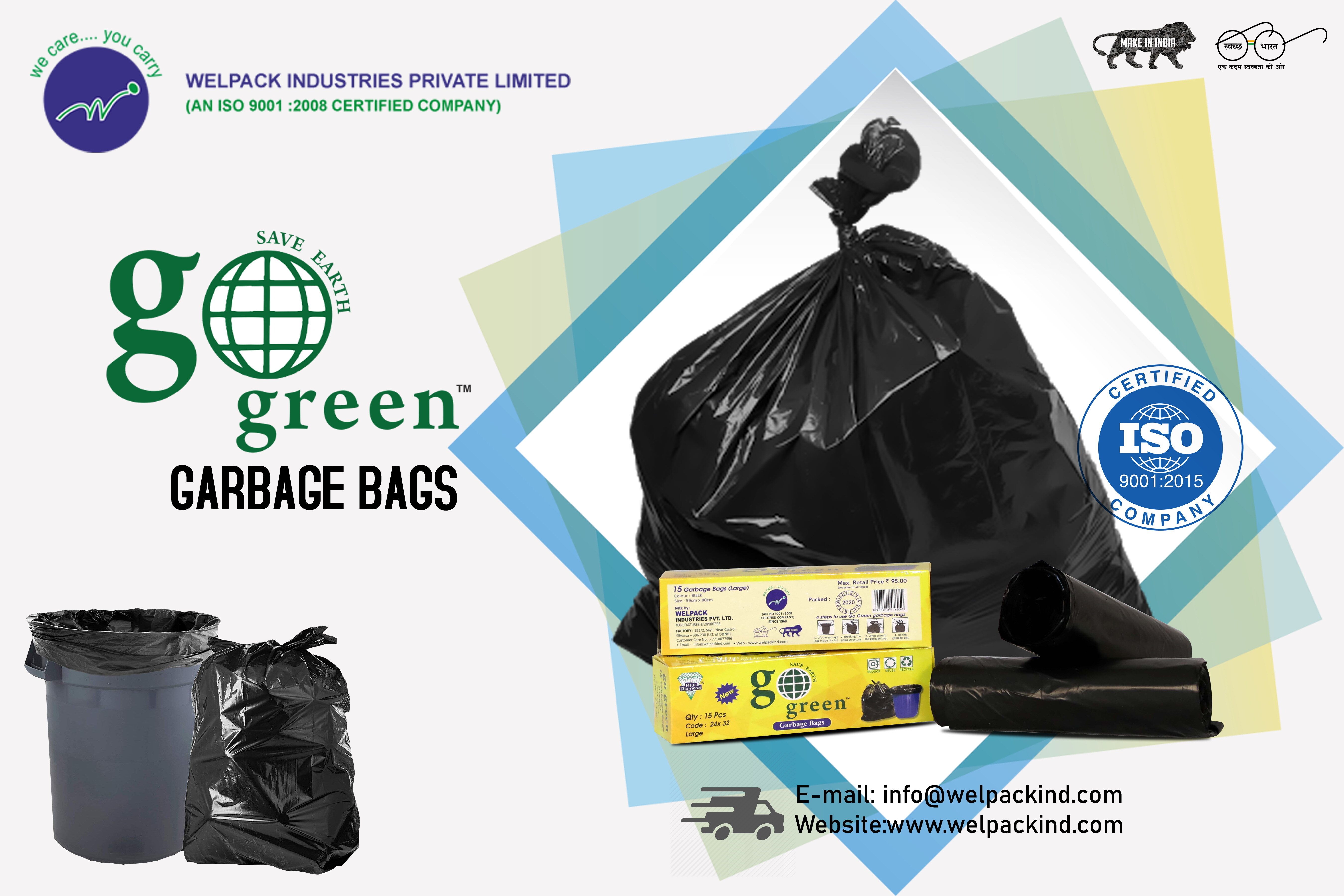 Large Garbage Bags - Color: Black