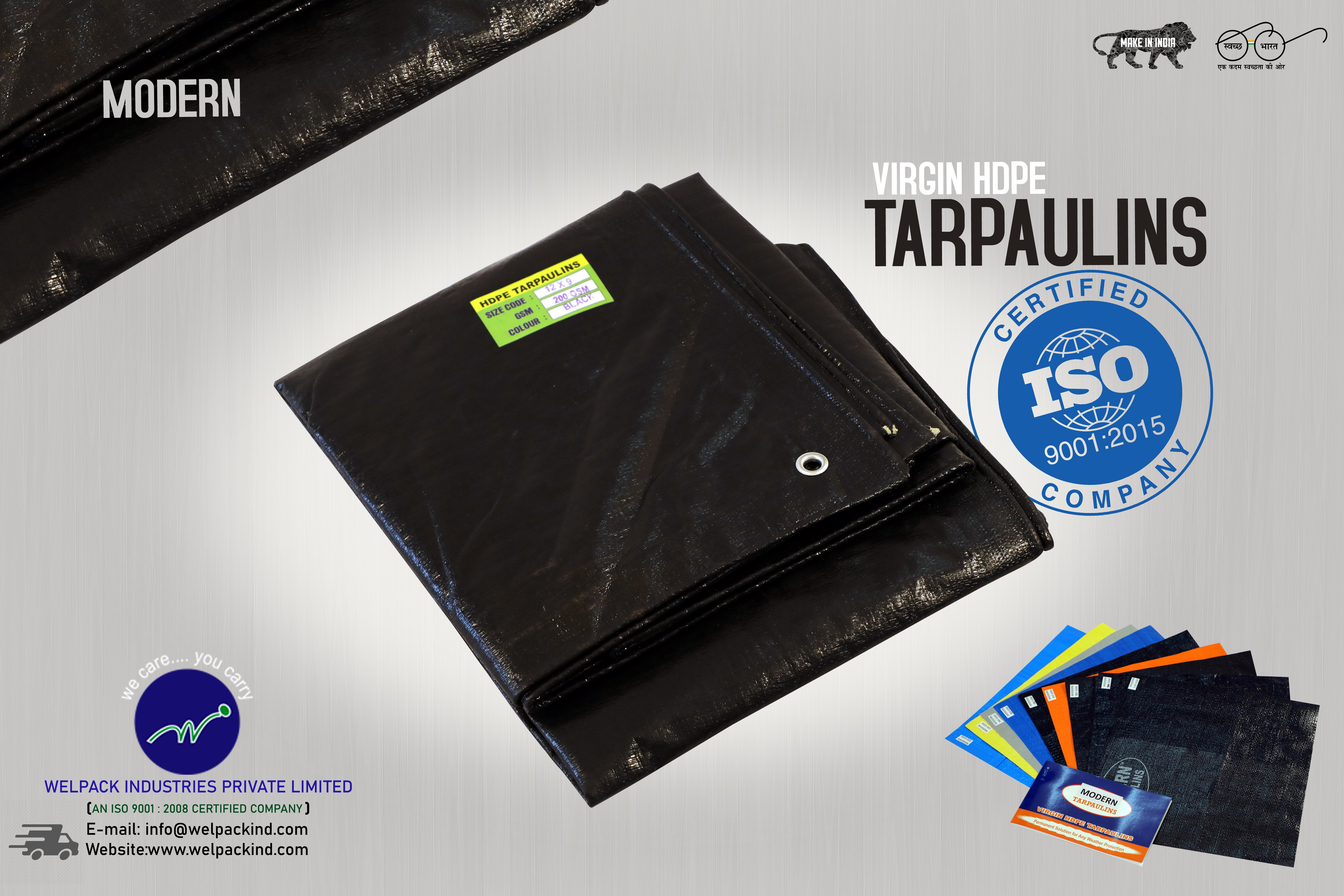 Black Hdpe Tarpaulin - 30x18 Square Feet Black Triple Layer Woven Design Waterproof High Tensile Strength For Versatile Packing & Transport