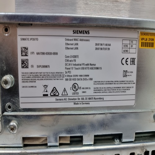 Siemens Simatic 6av7260-0db20-0bx6 Hmi