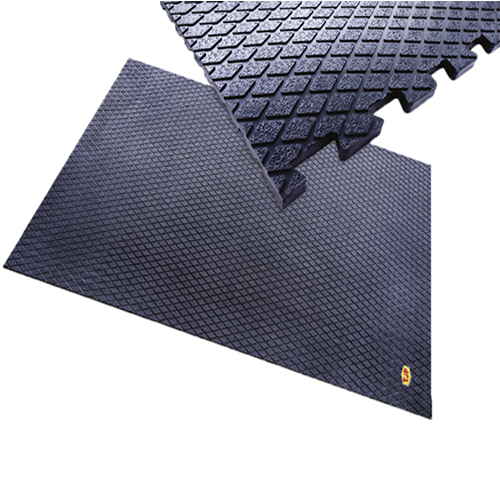 Diamond Top Stable Mat - 6x4ft, 17mm To 23mm Thickness | Black Color, Plain Pattern, Heavyweight Design