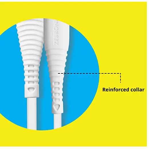 Zebronics Zeb-ucc101 Type C Cable - Pvc Material, 1 Meter Length, White Color | Fast Charging Up To 2a, Durable, Reliable Sync, 1-year Warranty