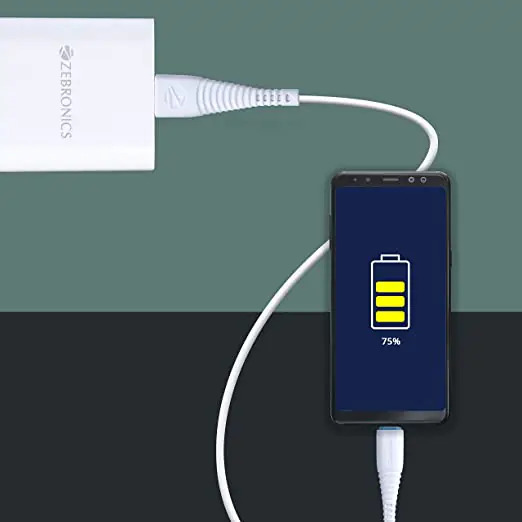 Zebronics Zeb-ucc101 Type C Cable - Pvc Material, 1 Meter Length, White Color | Fast Charging Up To 2a, Durable, Reliable Sync, 1-year Warranty