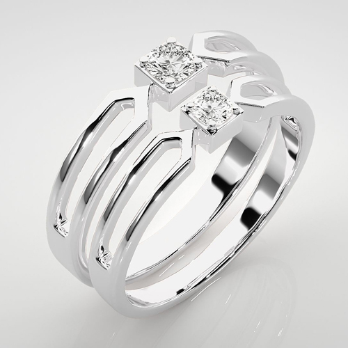 Solitaire Couple Platinum Wedding Band Good
