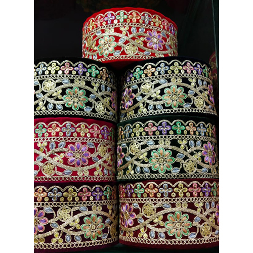 Multicolor Zardozi Work Fancy Embroidered Lace For Saree