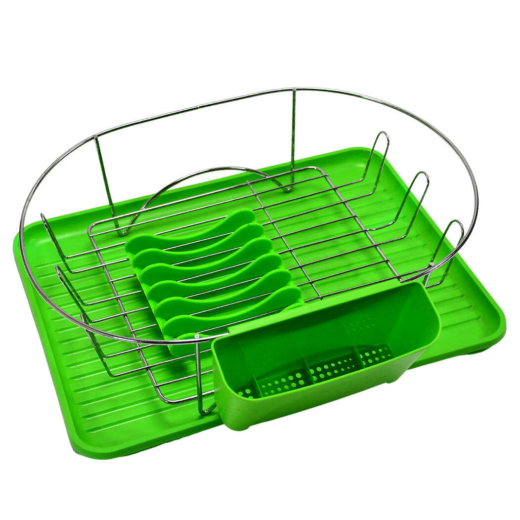 Dish Drainer Rack For Kitchen Use(5156) - Steel Material, 42x37x14 Cm Size | Removable Bottom Tray For Easy Water Cleanup, Efficient Dish Organization