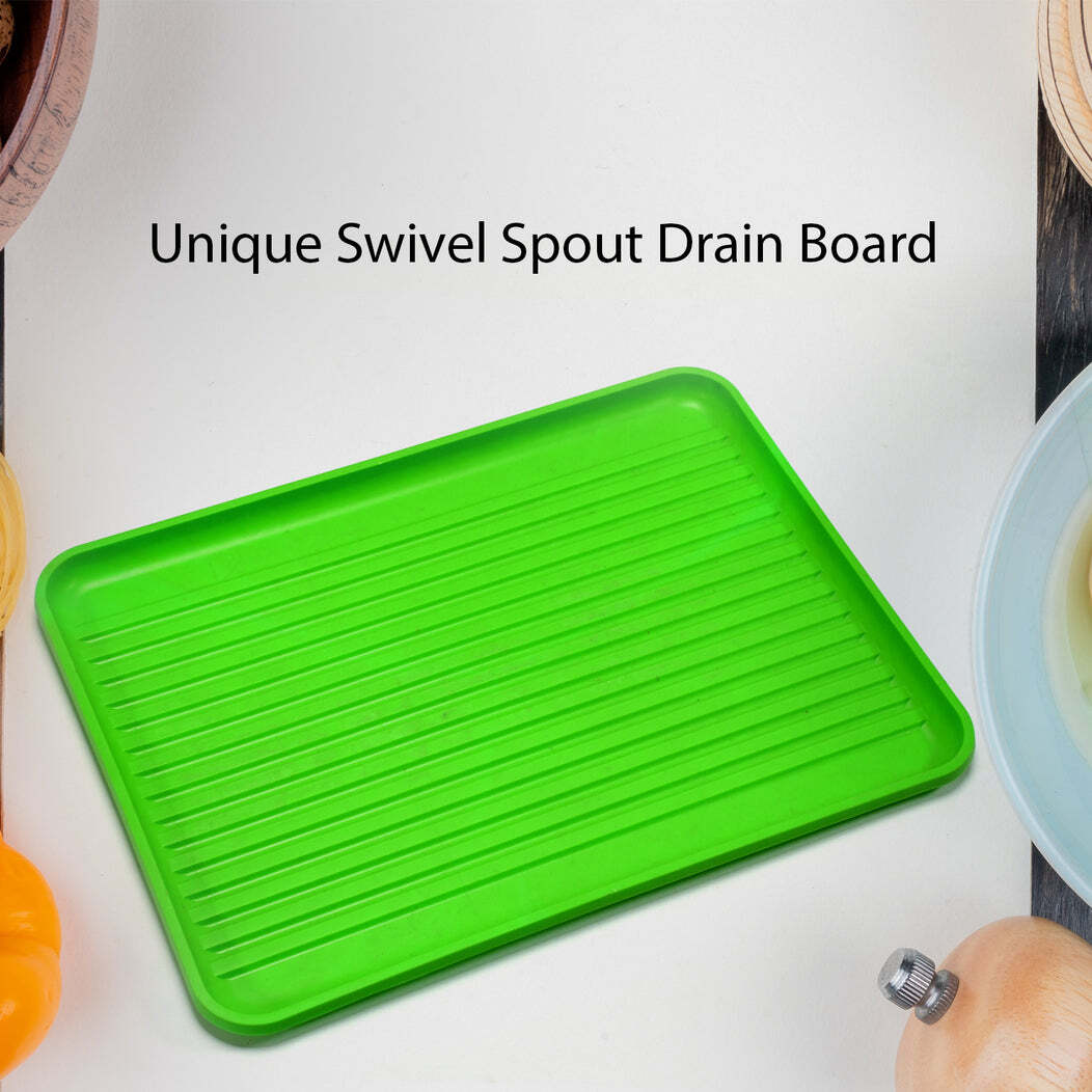 Dish Drainer Rack For Kitchen Use(5156) - Steel Material, 42x37x14 Cm Size | Removable Bottom Tray For Easy Water Cleanup, Efficient Dish Organization