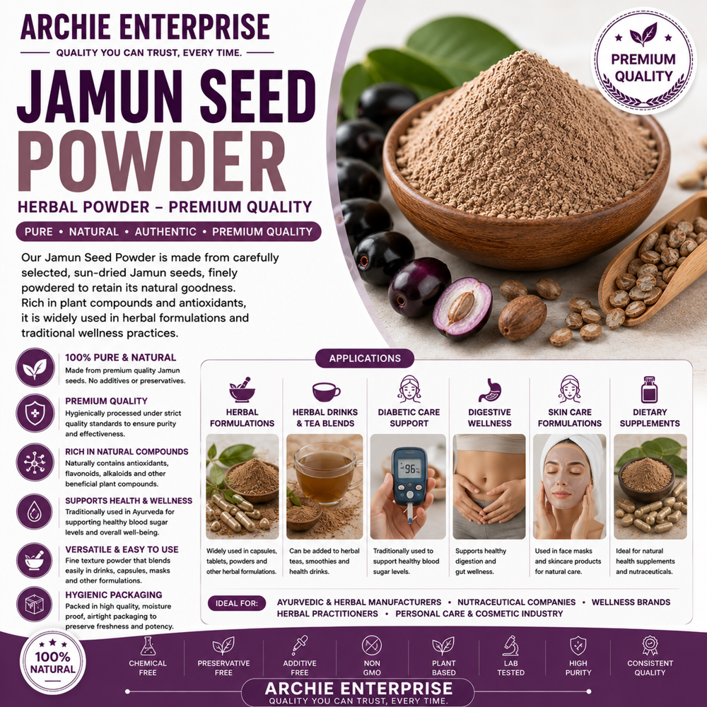 Jamun Seed Powder - 100% Natural Fine Powder, Cosmetic Grade Herbal Extract for Skincare and Haircare Formulations