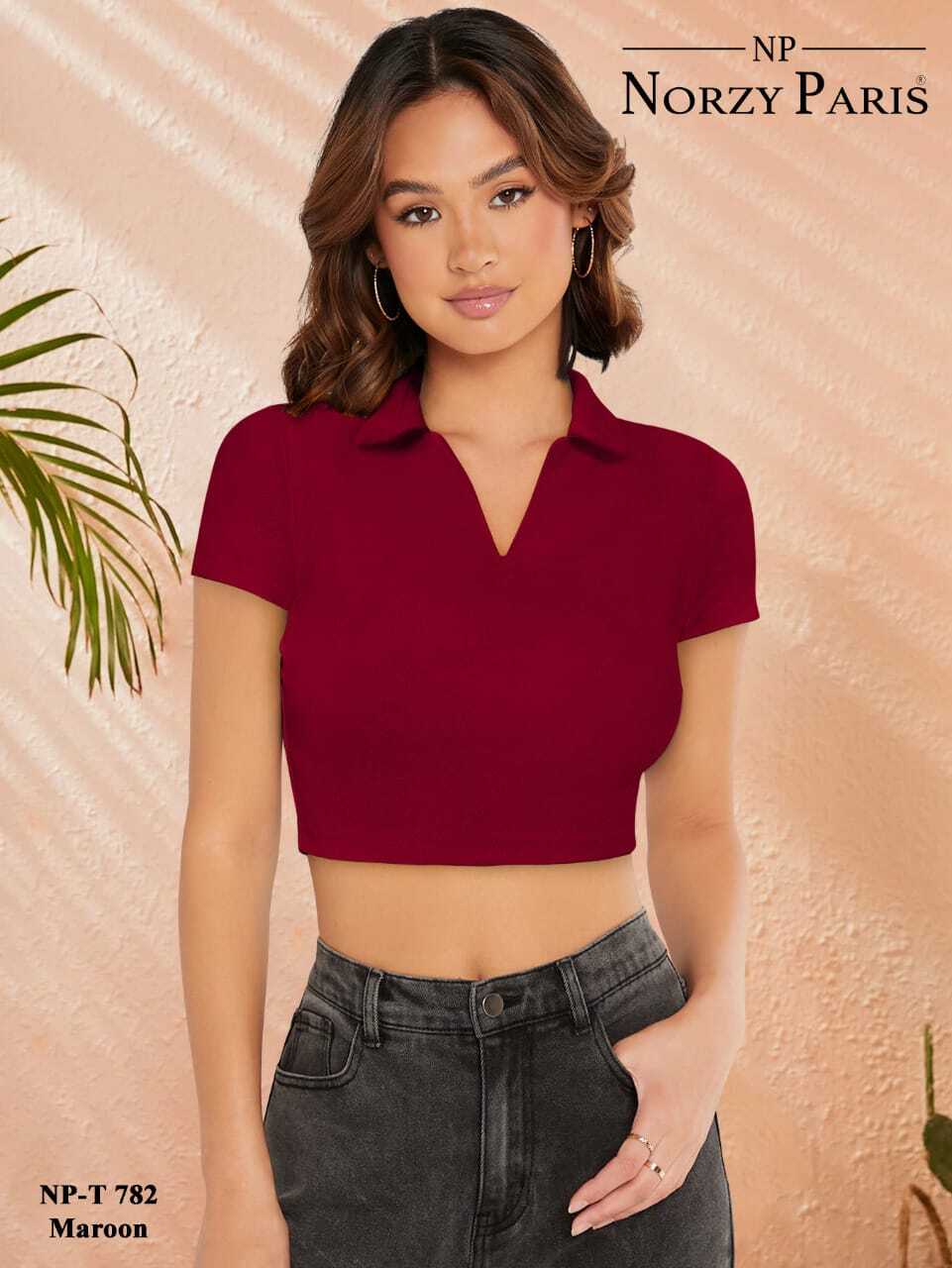 Ladies Crop Top - Knitted Fabric, Size S(32) M(34) L(36) Xl(38), Short Sleeve Design