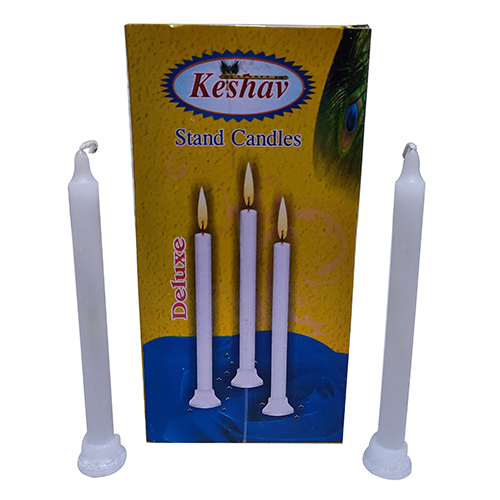 पैराफिन वैक्स 250x6 केशव डीलक्स व्हाइट स्टैंड कैंडल्स
