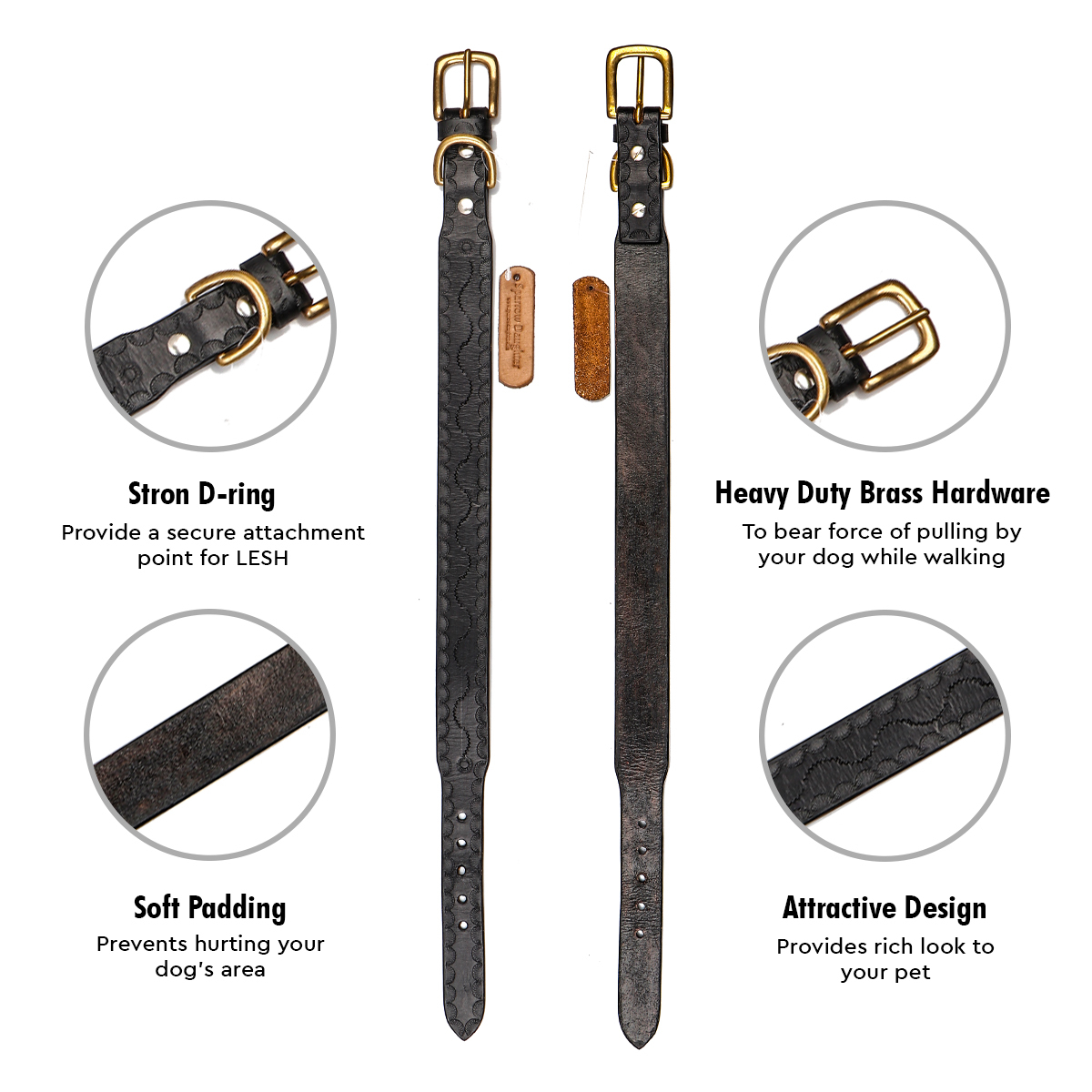 Hand Tooled Dog Collar For Small And Medium Dog