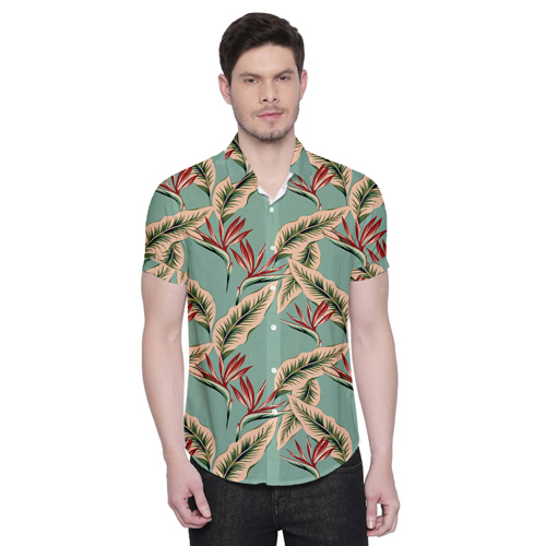 Mens Printed Trendy Shirt - Cotton Material , Customized Size, Floral Print Design For Flamboyant Confidence And All Day Comfort