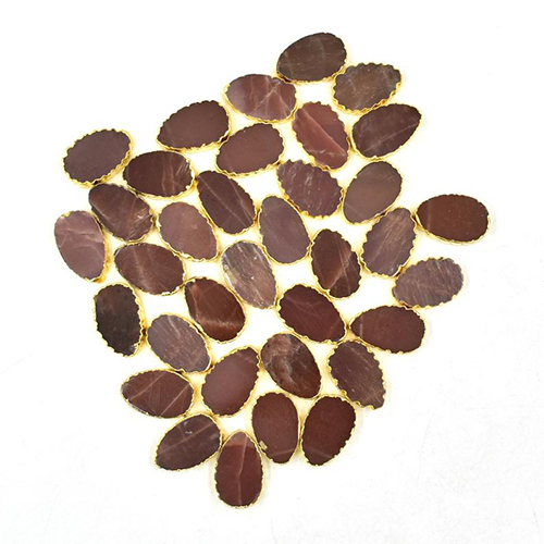 Charms Chocolate Moonstone Gemstone Gold Electroplated Pear Shape Slices Pendant