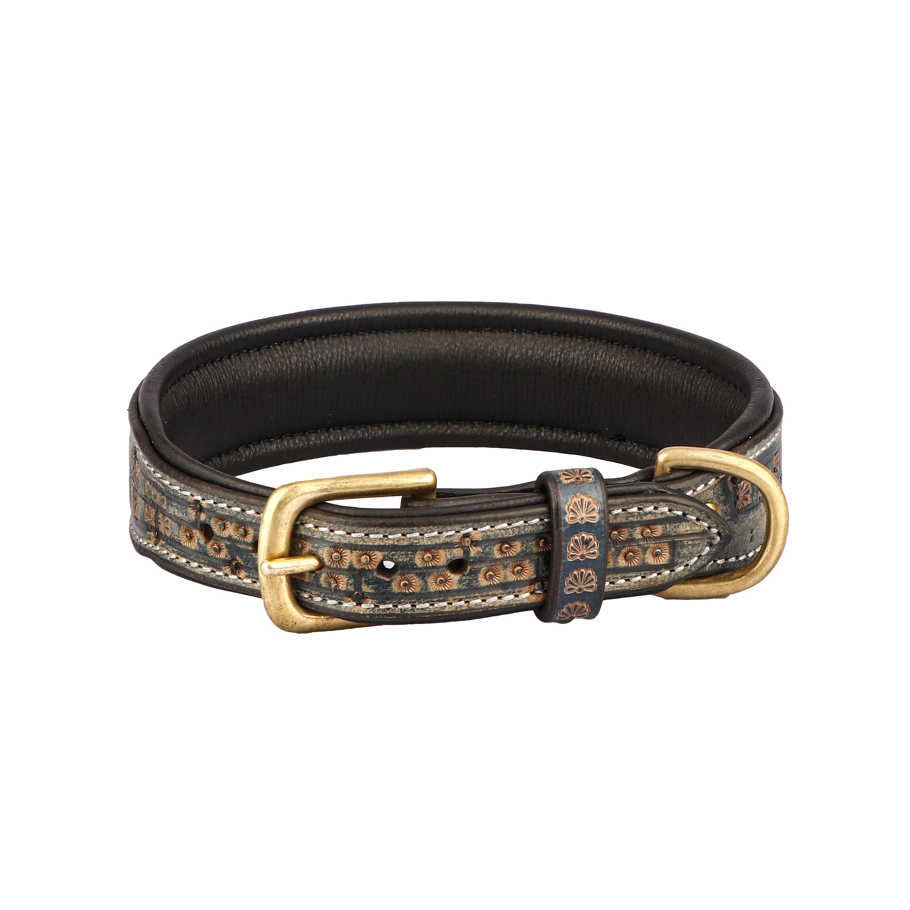 Leather Dog Collar For Medium And Large Dog With Hand Tooling