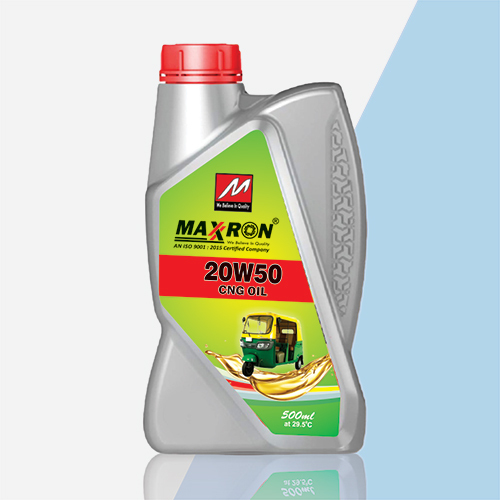 Maxxron CNG Oil 500ml 20w50 - High Viscosity Index Blend, Gold Color, CNG Engine Application, Ideal for 4 Stroke 2 Wheelers