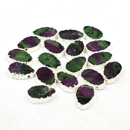 Charms Ruby Zoisite Gemstone Gold Electroplated Pear Shape Slices Pendant