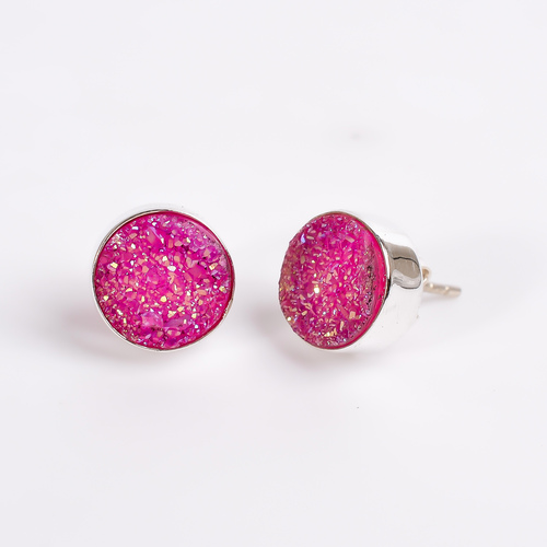 Titanium Druzy Gemstone 925 Sterling Silver Stud Earrings Women Fashion Stud Earrings Supplier - Weight: 3.6 Grams (G)