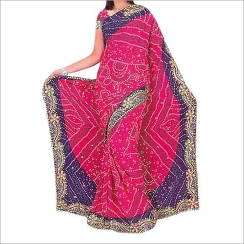 Multicolor Ladies Bandhani Printed Cotton Saree