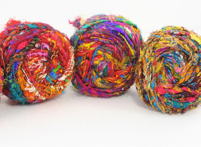 Recycled Sari Silk Yarn - Solid Color - Attributes: Quick Dry