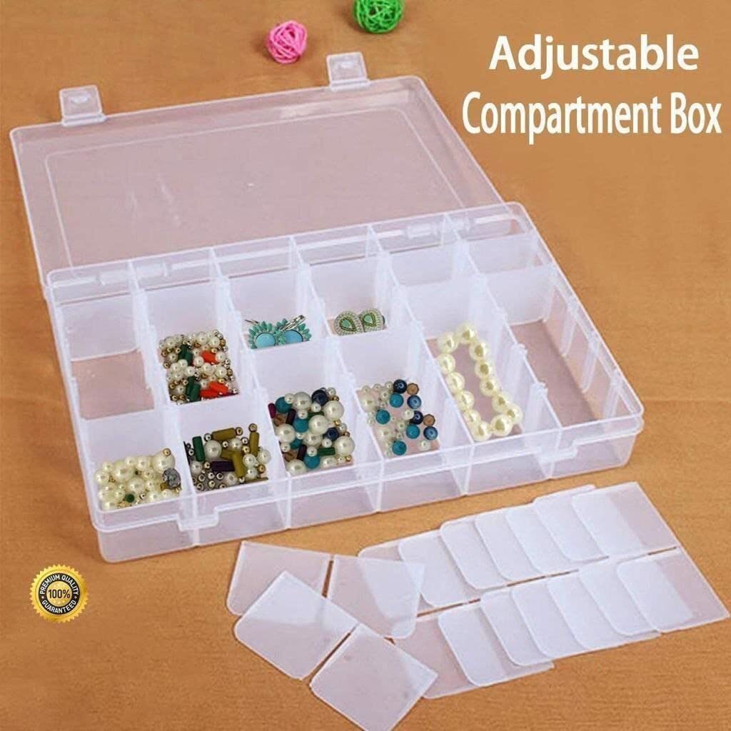 36 Grid Multipurpose Plastic Storage Box - Transparent Plastic, Customizable Dividers For Storing Jewelry, Diy Kits, Medicines And More | Portable Locking Design, Easy Organization Of Small Items